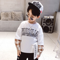 Childrens clothing boys  sweaters spring 2021 new childrens T-shirt tops western style childrens spring and autumn boys Korean version of the tide