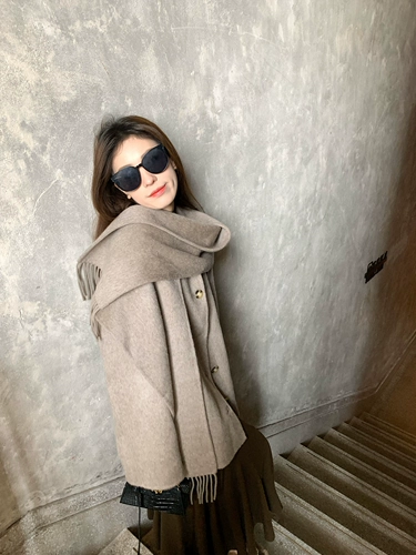 Шерстяной шарф, зимний плащ, двусторонное шерстяное пальто, яркий броский стиль, изысканный стиль