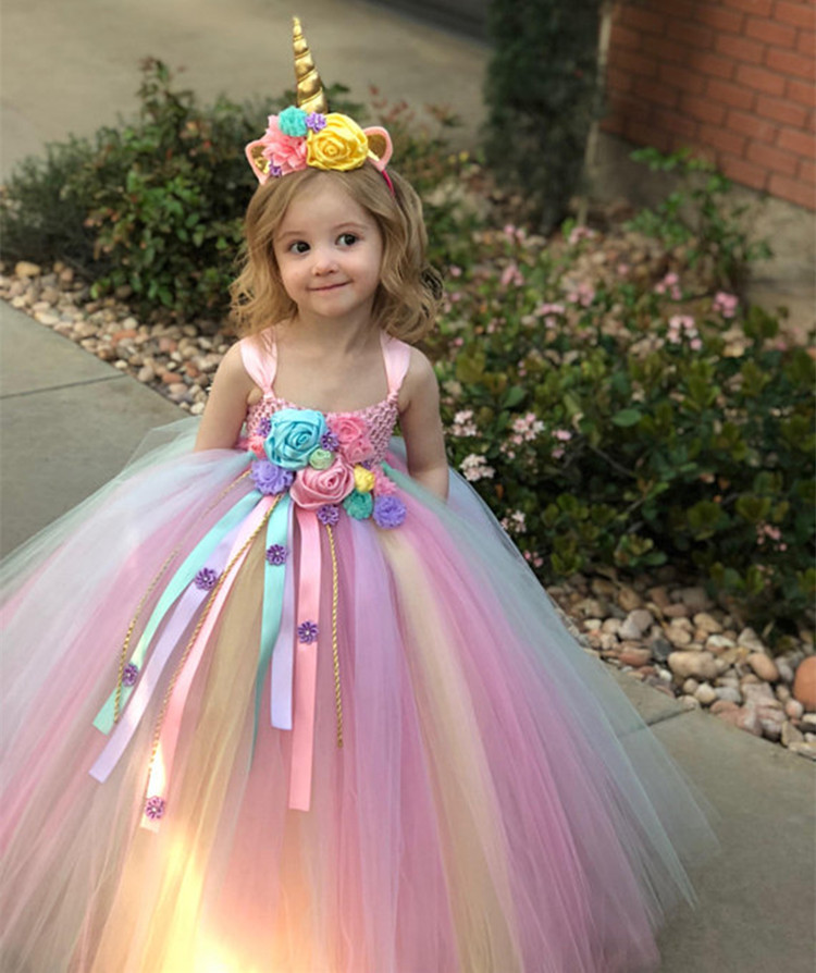 Áo dài giáng sinh cho trẻ em Hoa hồng Unicorn Dress Dress Biểu diễn Cô gái Pony Polaris set bộ vest bé trai kèm cavat