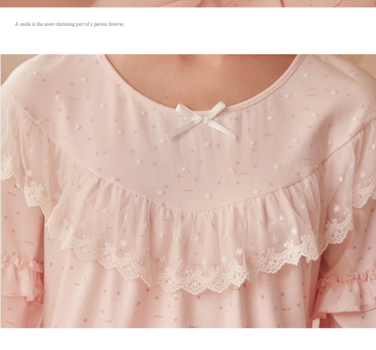 ROSETREE Princess Nightdress Women Winter Cotton Dễ thương Dịch vụ tại nhà Mùa thu Phim hoạt hình dài tay Nhật Bản vay cotton