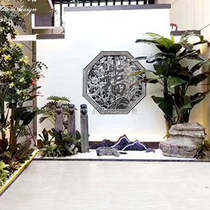 Bluestone stone carving through carving Marble carving Antique window grille relief hollow wall window lattice Meilan bamboo chrysanthemum window cover garden