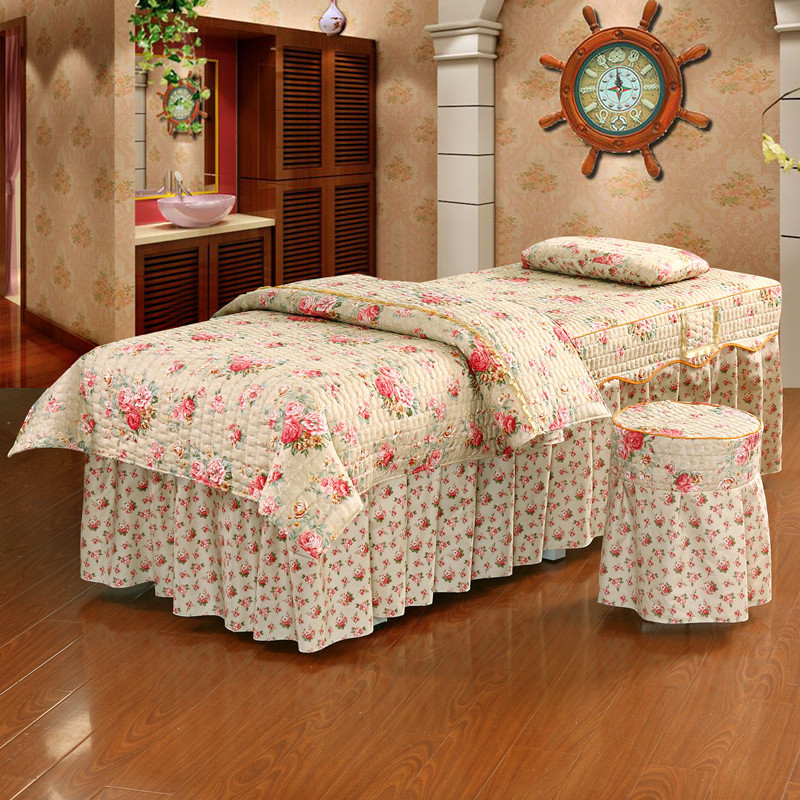 Giải phóng mặt bằng đặc biệt cotton màu in ấn đẹp giường bao gồm bốn bộ cơ thể vật lý trị liệu khử trùng massage giường có thể được tùy chỉnh ga trải giường spa đẹp