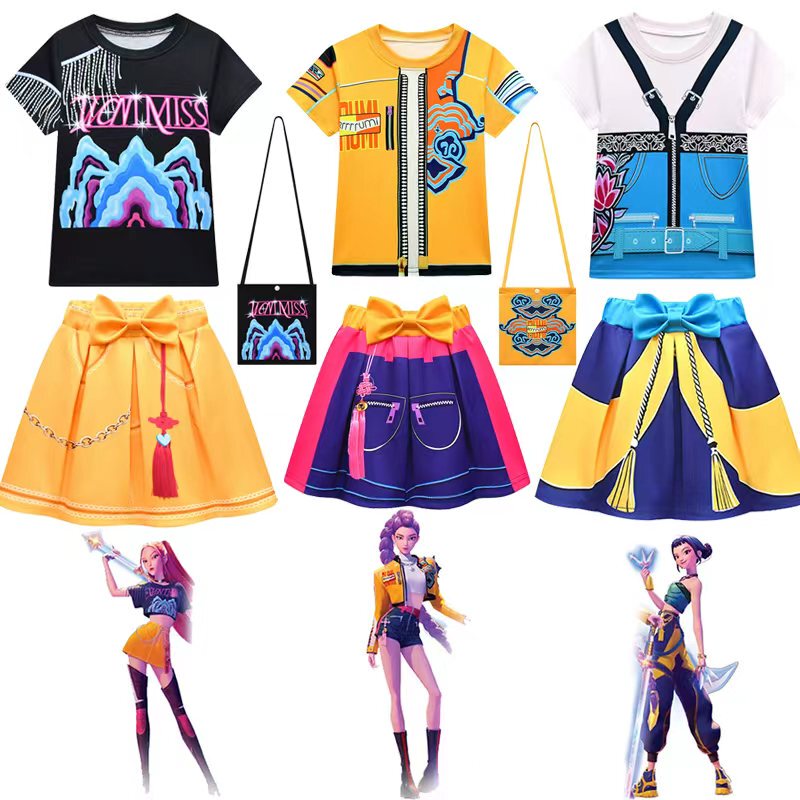 Kpop Demon Hunters Demon Slayer Girls Group Children's Cosplay Rumi Zoyami Halloween Performance Costume