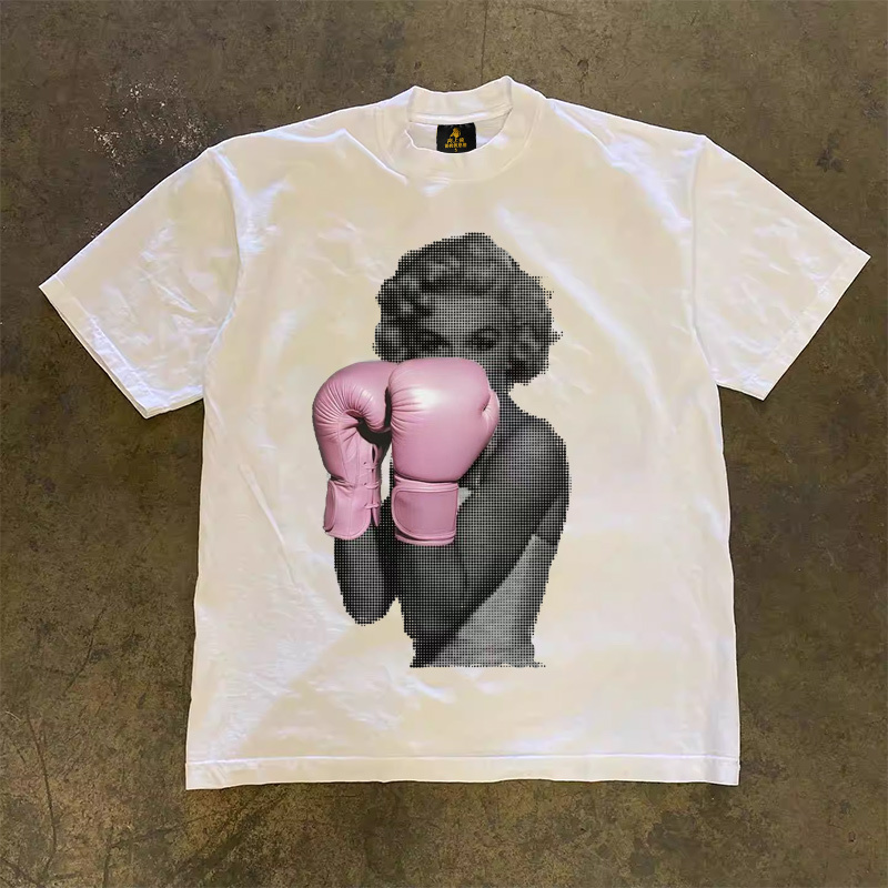 Make Money and Do Charity Three-Thread 260 Pure Cotton Double Yarn Upupxia Upward Hero Couple Women's Loose Short-Sleeved T-Shirt Men's Make Money and Do Charity Three-Thread 260 Pure Cotton Double Yarn Upupxia Upward Hero Couple Women's Loose Short-Sleeved T-Shirt Men's