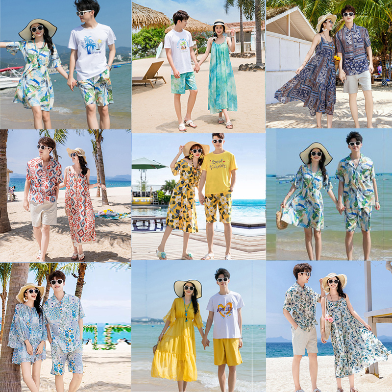 Beach Couple Outfits for Summer Vacation, Plus-Size Dresses for Women, Honeymoon, Super Fairy-Like, Seaside Travel, Sanya, Thailand Clothing Set