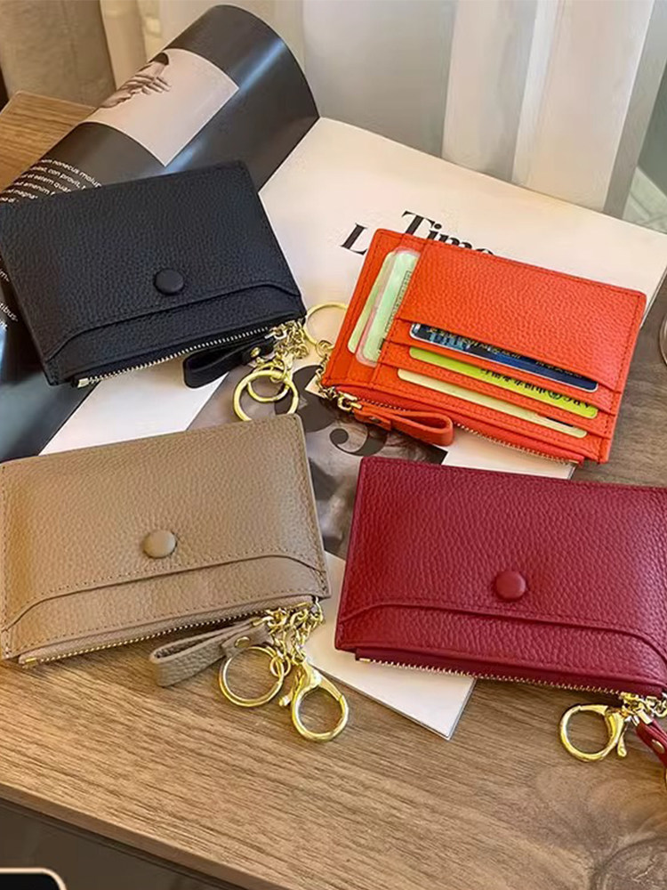 Coin Purse for Women, Mini Small Bag, Two-In-One Card Holder, Key Holder, Coin Holder, Compact Card Holder, Genuine Leather Texture Storage