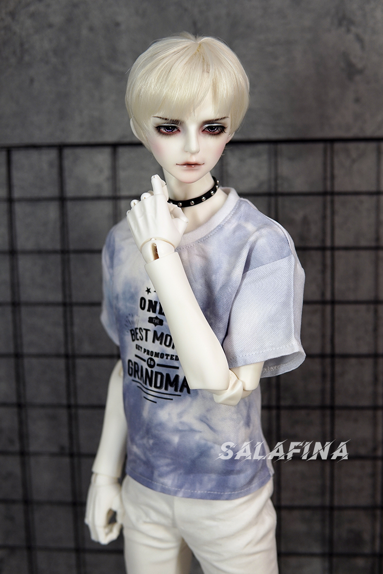 sala bjd doll dress menswear cool daily T-shirt gray blue jacket printing uncle size 707273cm Long soul
