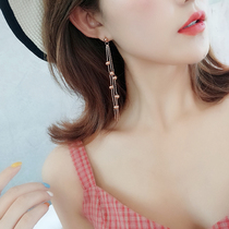 New fashion net red temperament socialite tassel earrings long female personality drop earrings cold wind face thin earrings