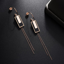 Face thin stud earrings geometric tassel earrings womens long temperament earrings net red titanium steel earrings 2020 new trend