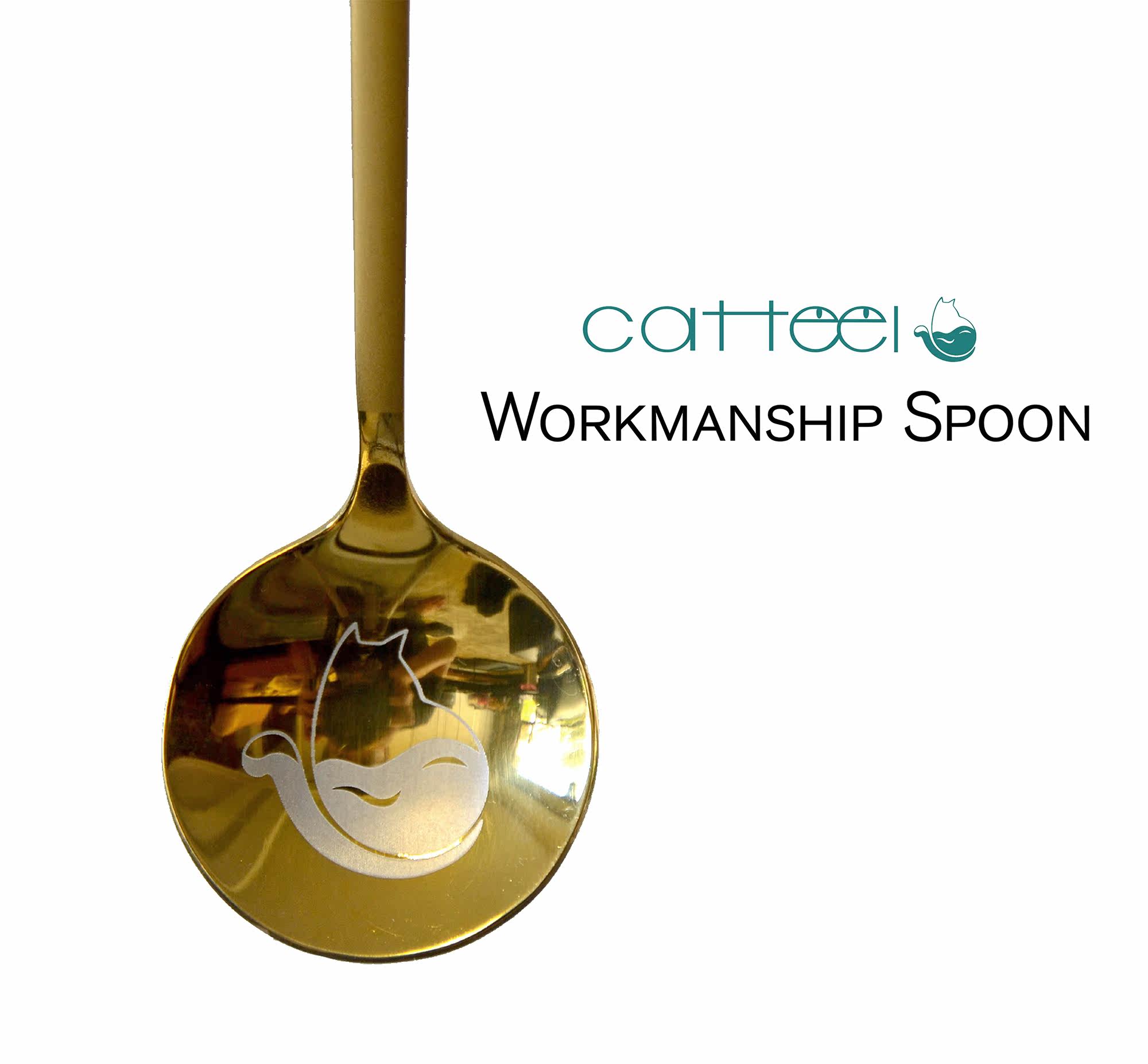 Catfeel Coffee Spoon 304 Stainless Steel Long Handle Coffee Spoon Stir Stick Golden Frosted Ice Spoon