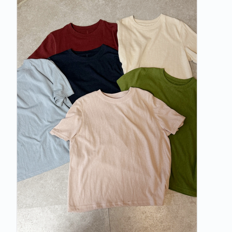 Spring and Summer New Basic Multi-Color Cotton Blend Round Neck Short-Sleeved Casual Bottoming Shirt T-Shirt Loose Top for Women