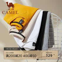 Camel mens spring and Autumn new trend solid color pullover round neck white sweater base shirt long sleeve T-shirt top men