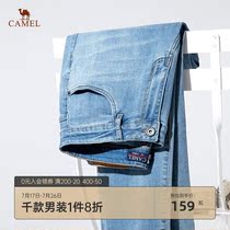 Camel mens spring new jeans mens Korean straight trousers trend wild blue washed mens pants