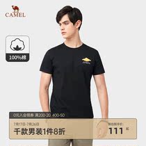 Camel mens clothing 2021 summer new mens printing round neck short-sleeved t-shirt youth fashion half-sleeve t-shirt tide