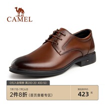Camel leather mens shoes 2021 spring and autumn new leather shoes mens business formal pointed British lace-up casual derby shoes