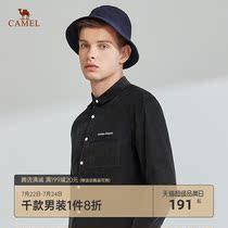 Camel mens 2021 autumn new shirt stand collar corduroy embroidered business long-sleeved shirt top men