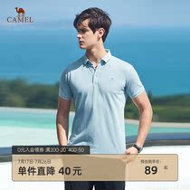 Camel mens 2021 summer new business short-sleeved Polo shirt mens light and breathable solid color lapel t-shirt top