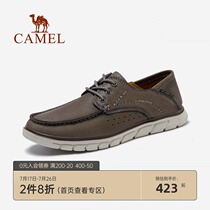 Camel mens shoes 2021 spring outdoor casual shoes Leather comfortable lightweight lace-up shoes Commuter leather shoes men