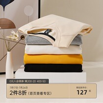 Camel mens autumn and winter long-sleeved top mens warm inner match mens velvet fashion casual simple round neck sweater