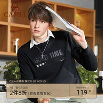 Camel mens autumn new loose fashion long-sleeved T-shirt top Korean version of the trend wild pullover round neck sweater