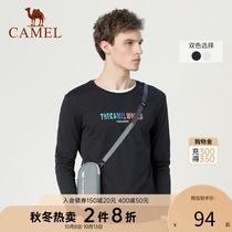 Camel mens autumn new coat mens cotton T-shirt long sleeve black base shirt printed body shirt