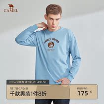 Camel mens clothing 2021 autumn new casual T-shirt round neck embroidered fashion long-sleeved T-shirt base shirt top men