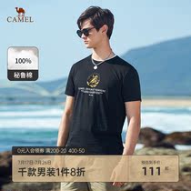 Camel mens clothing 2021 summer new round neck printing short-sleeved t-shirt trend comfortable pure cotton short-sleeved bottom top