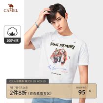 Camel mens 2021 summer new short-sleeved t-shirt mens round neck cotton loose half-sleeve base top t-shirt