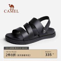 Camel mens shoes 2021 summer new cowhide slippers two wear non-slip soft bottom buckle leather casual business sandals