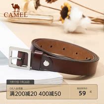 Camel belt Womens belt Fine belt Korean version knotted fine decorative pants Quality leather wild red brown long