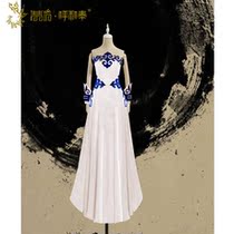  (Qingqingfang Huhetai)Custom fashion dress ethnic slim white long evening dress temperament