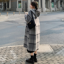 Large size loose maternity coat horn button woolen coat autumn and winter mid-length late pregnancy belly-covering woolen coat winter coat