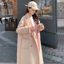 Pink reversible maternity coat womens winter lamb wool coat loose thickened cotton coat winter late pregnancy winter coat