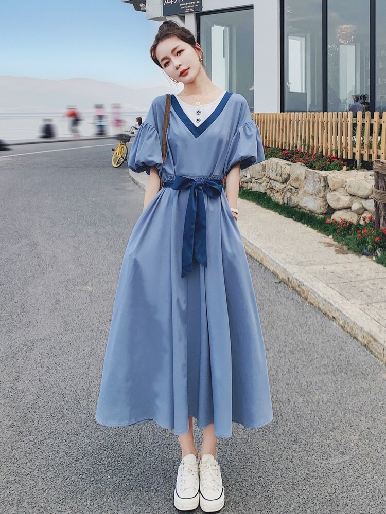 Pregnant women dress summer Chiffon temperament light cooked wind summer skirt French thin section waist thin pregnant women summer clothes