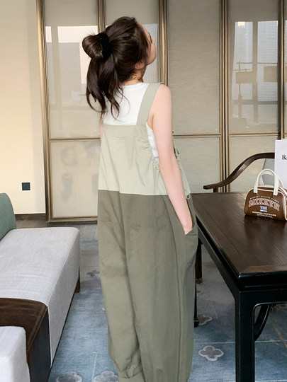 孕妇背带裤减龄小清新2025新款夏季薄款宽松遮肚孕晚期连体裤夏装