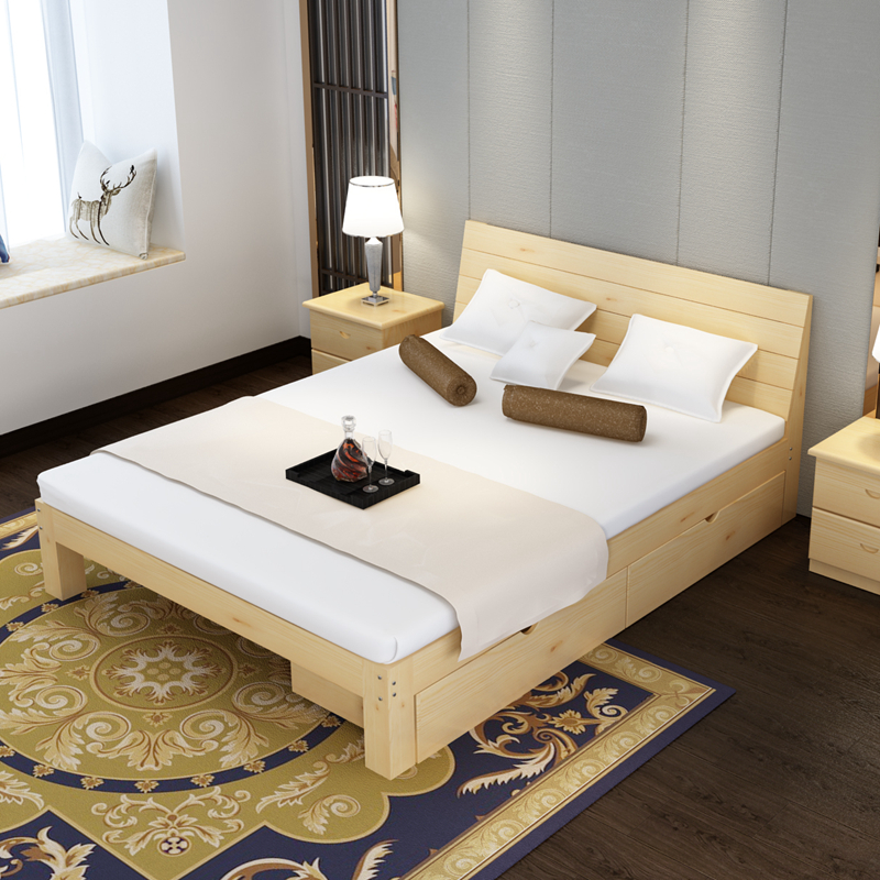 Solid Wood Bed 1 8 M Pine Double 5 Economy Modern Solid Wood Bed 1 8 M Pine Double 5 Economy Modern Simple 2 Single Frame