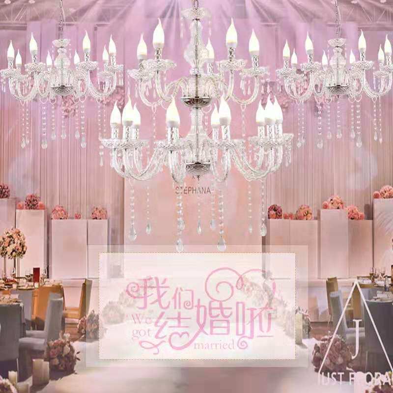 New wedding props European-style ceremony pavilion glass 6 head acrylic crystal chandelier truss ceiling lamp 5 head lamp