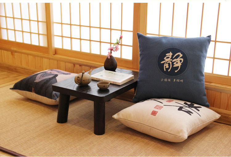 Kiểu Nhật gối tatami và rửa gió vẽ sen dày hộ gia đình eo bông phòng khách Zen đệm sofa - Trở lại đệm / Bolsters gối sofa cao cấp
