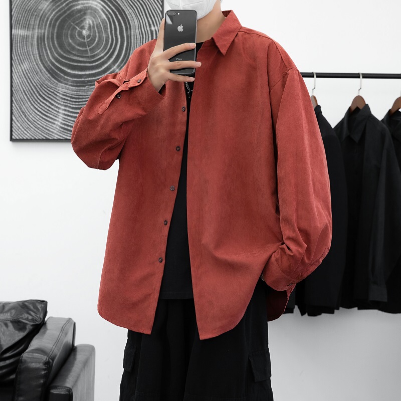 Autumn Solid Color Long-Sleeved Shirt Casual Hong Kong Style Large Size Loose Student Photo Shirt Korean Style Trendy Couple Jacket