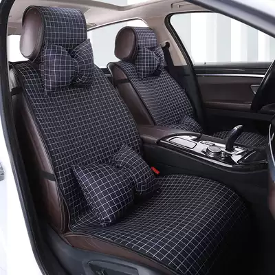 Car seat cushion goddess seat cushion full surround four seasons universal net red seat cover winter cotton linen fabric seat cover