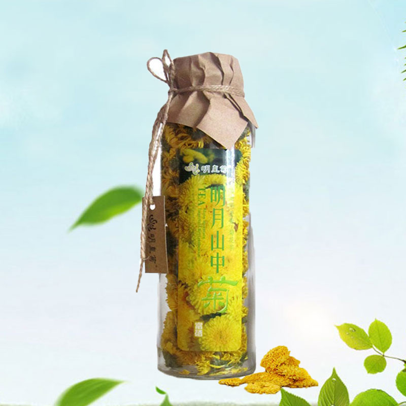 Dahuang chrysanthemum tea Jiangxi selenium-rich Minghuang chrysanthemum 35g glass bottle Mingyue Mountain Liufang Village Imperial chrysanthemum one cup
