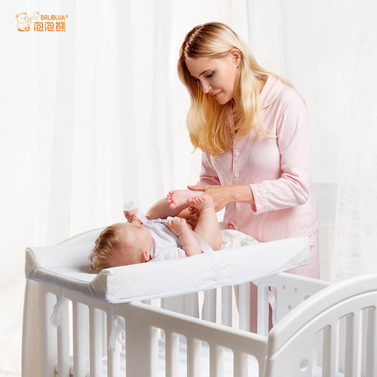 Bubble bear diaper table newborn baby care table baby massage touch operation table white mobile European cradle