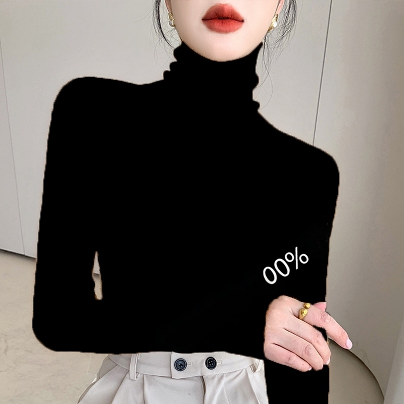 High-End Feel ~ Black Turtleneck Soft and Comfortable Wool Sweater Base Layer Slim-Fit Knitwear for Autumn and Winter