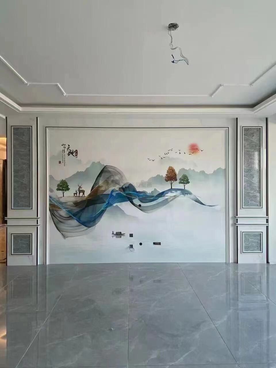 Overall Pillar Styling High Light Bamboo Wood Fiber Background Wall Full House Custom Quick Fit Integrated Wall Panel TV Background