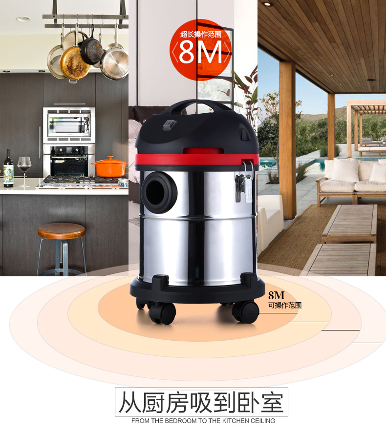 Máy hút bụi công nghiệp thương mại cực kỳ yên tĩnh thùng cầm tay mạnh mẽ khô và ướt rửa xe trang trí nhà - Máy hút bụi máy hút bụi công nghiệp cũ