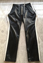 High-end custom thick real head layer cow leather double zipped leather horse pants no ribue type mens cool love small feet mid-waist genuine leather pants
