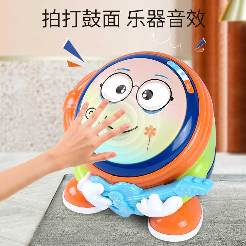 Net red smiling face baby hand slapping a drum baby toy Charging 1-2-year-old Child Puzzle Music Pat Drums 6 Months-Taobao
