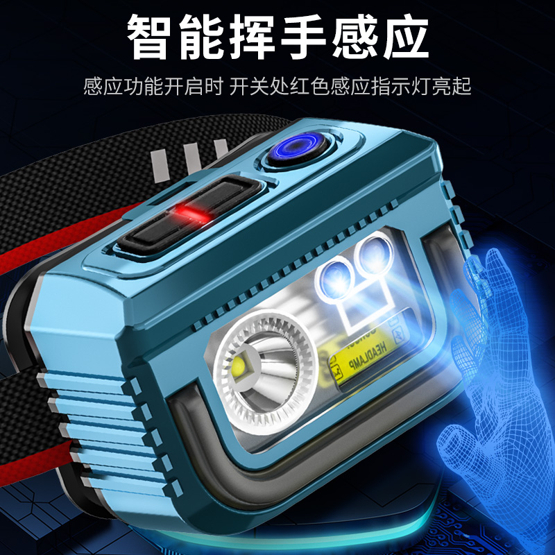 Black Panther Sensing Headlight Strong Light Fishing Special Charging Outdoor Ultra-light Ultra-long Life