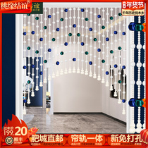 Full peach wood gourd curtain hand-woven bead curtain bedroom living room European Mediterranean Nordic decorative partition curtain without punching