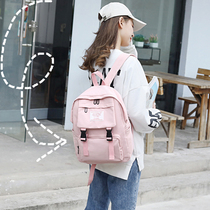 Schoolbag female middle school junior high school students large capacity canvas Korean version of high school students backpack 2021 new shoulder bag